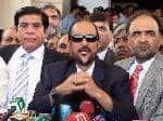 Babar Awan along with other Federal Ministers at a press conference