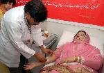 Dr. Firdous Ashiq Awan donates blood.