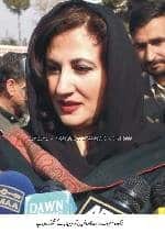 Faryal gohar talking with media.jpg