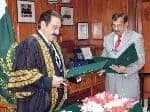 Chief Justice Iftikhar Muhammad Chaudhry administering oath to the new Auditor-General of Pakistan, Buland Akhtar Rana. PHOTO: INP 