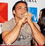 Shoaib Akhtar at a press conference.